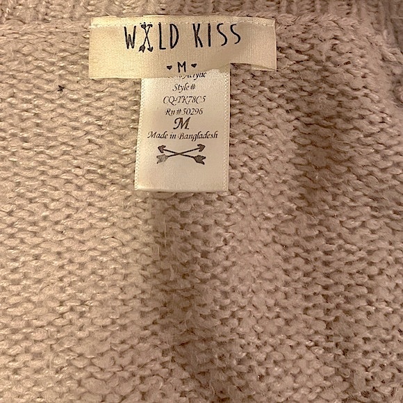 Wild Kiss Open Front Cardigan with Pockets in Tan, Women’s Size Medium - Picture 5 of 6